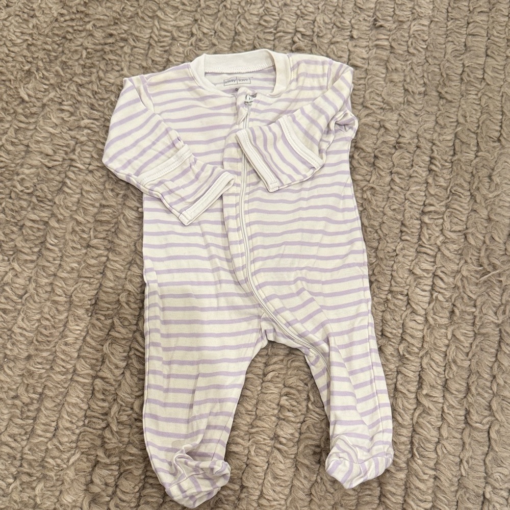 Lavender Striped Kids Footie Pajamas